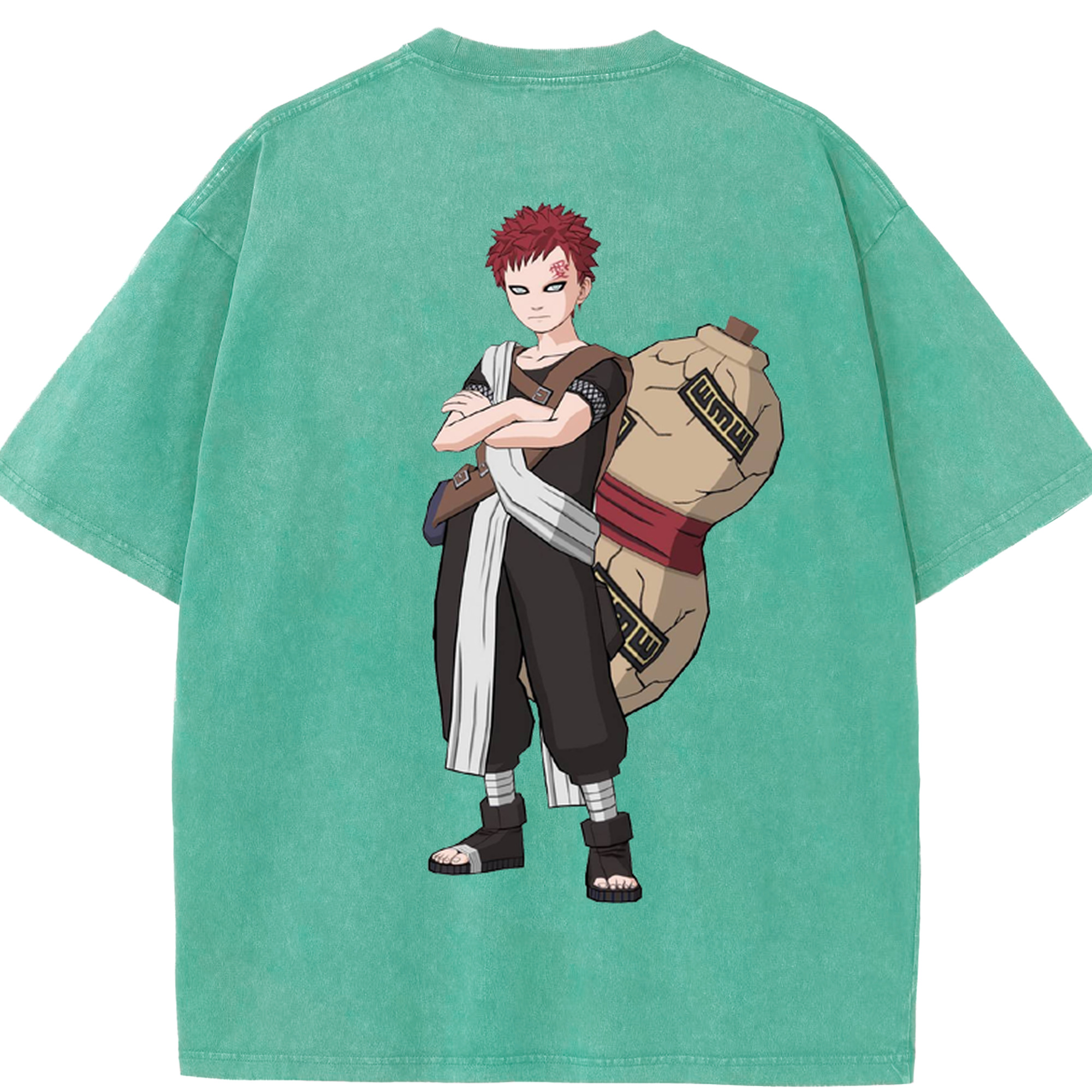 （画像用） NARUTO -ナルト- ガアラ Gaara 綿100% ヴィンテージ風 半袖Tシャツ（背面プリント）